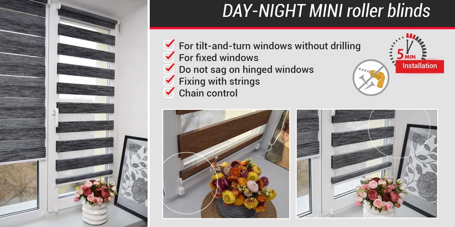 Day-Night Mini roller blinds WHOLESALE from the manufacturer